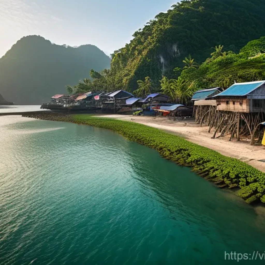 해수면 상승 대응을 위한 글로벌 차원의 해결 방안 - **Prompt 1: Resilient Coastal Village Protected by Nature and Engineering**
    A wide-angle, cinema...