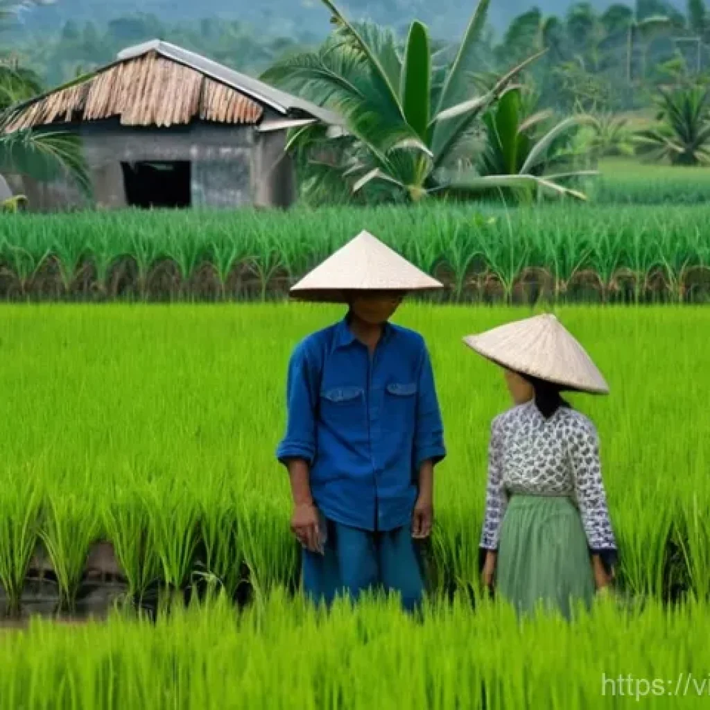 해수면 상승과 농업 적응 전략 - **Prompt:** A vibrant, optimistic scene in the Mekong Delta, Vietnam, showcasing a successful adapta...