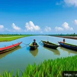 Home 21 해수면 상승 대응을 위한 민관 협력 사례 - A detailed coastal infrastructure project in the Mekong Delta region of Vietnam, featuring modern fl...