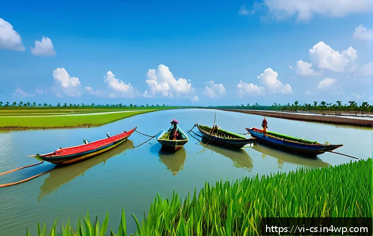 해수면 상승 대응을 위한 민관 협력 사례 - A detailed coastal infrastructure project in the Mekong Delta region of Vietnam, featuring modern fl...