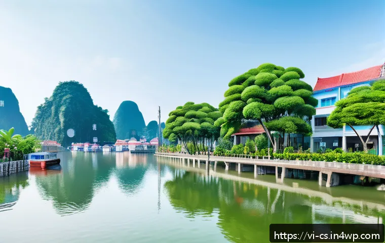 해수면 상승과 지역 개발 계획의 통합 - A detailed coastal cityscape in Vietnam featuring advanced flood risk management technology: sensor ...