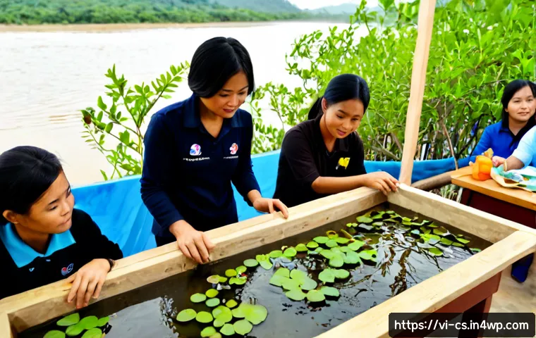 Home 17 해수면 상승 대응을 위한 시민 교육 프로그램 - Photorealistic community climate education workshop in coastal Vietnam, a Vietnamese instructor usin...